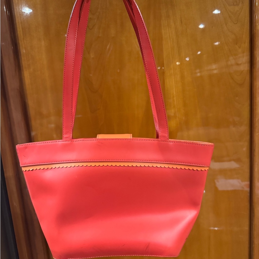 Elegant Coral Leather Purse